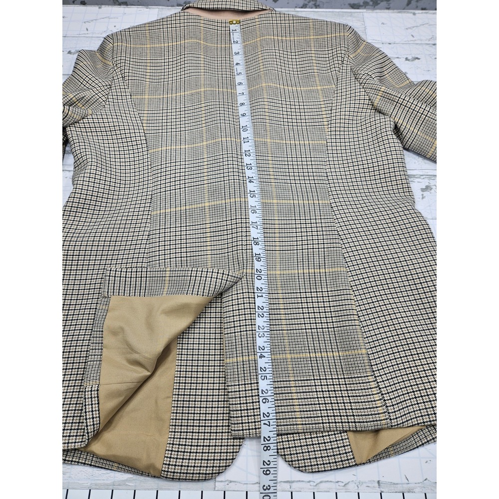 Ann Taylor Women 12 Glen Plaid Blazer Neutral Tones Beige Academia - Picture 8 of 11